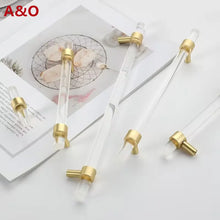 Handles Drawer Cabinet Furniture Kitchen Handles for Cabinet Knob Door Drawer Furniture Kitchen Golden Transparent Crystal Wood