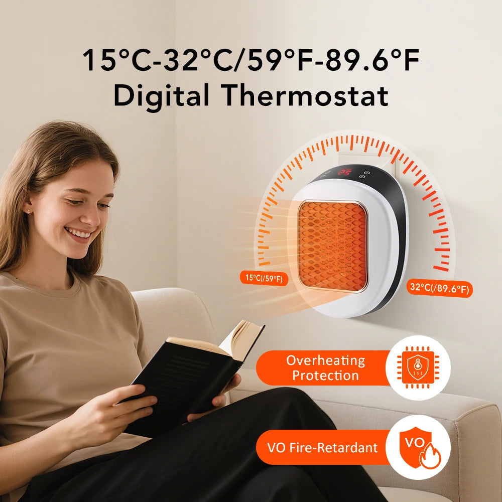 Portable Electric Heater with Timer Warmer Machine LED Display Fast Heating Room Heater Adjustable Thermostat for Home Office