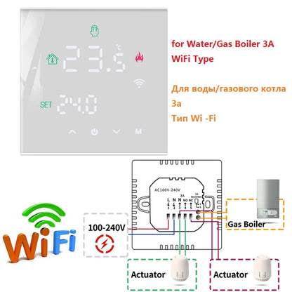 Smart Temperature Remote Controller M3H Tuya WiFi Thermostat 3A 16A LCD Display Touch Screen for Water/Electric Floor/Gas Boiler
