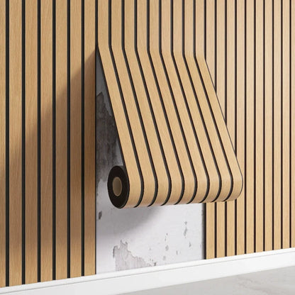 3D Wooden Grid Wall Panels - Peel and Stick