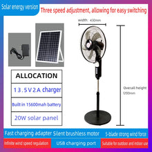 Solar Standing Fan 16 Inches Rechargeable Floor Fans Battery powered 15600mAh Electric Fan for home