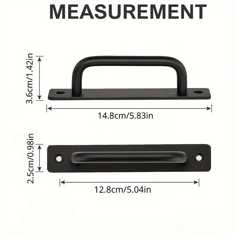 2pcs Barn Door Handles, Sliding Door Handle, Black Cabinet Handles, Door Pull Handle, Aluminum Alloy Door Pulls with Plate