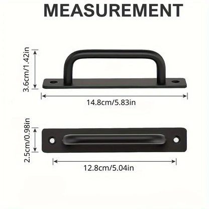 2pcs Barn Door Handles, Sliding Door Handle, Black Cabinet Handles, Door Pull Handle, Aluminum Alloy Door Pulls with Plate