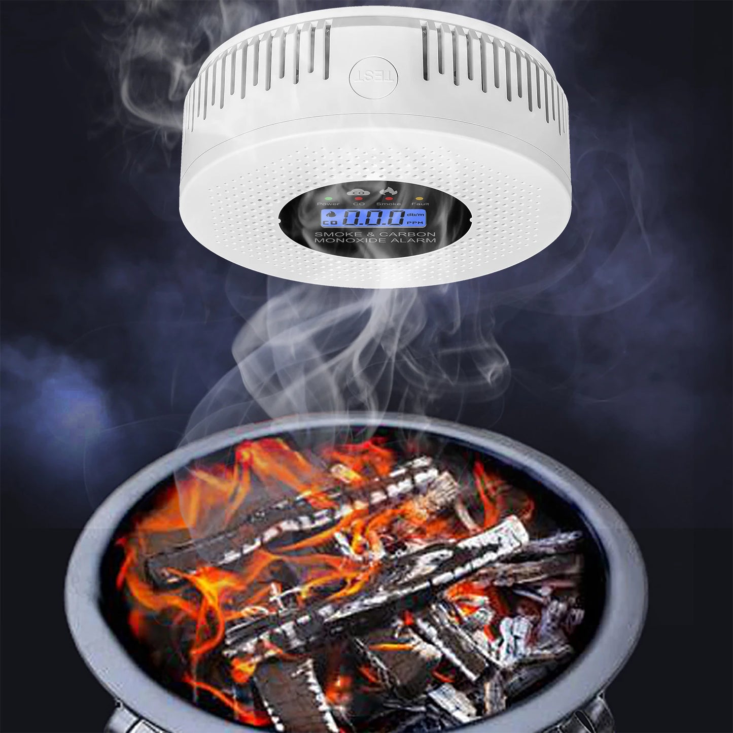 2 in 1 Smoke & CO Detector, LCD Display Home