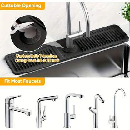 Kitchen Sink Splash Guard, Snap-On Faucet Mat