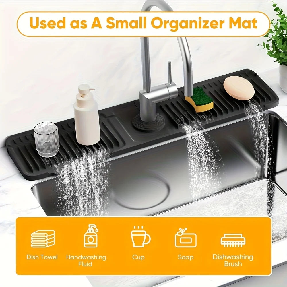 Kitchen Sink Splash Guard, Snap-On Faucet Mat