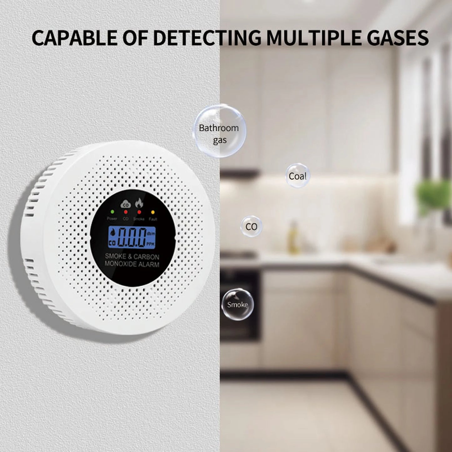 2 in 1 Smoke & CO Detector, LCD Display Home