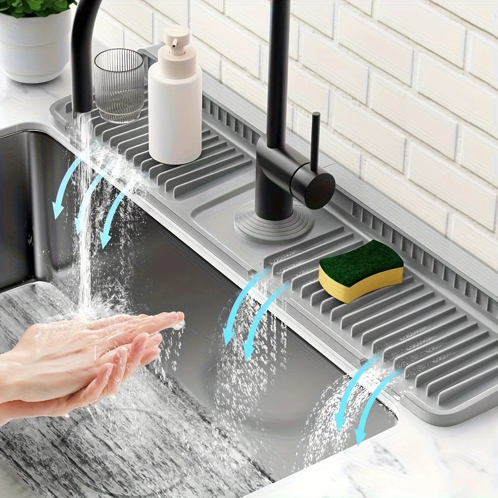 Kitchen Sink Splash Guard, Snap-On Faucet Mat
