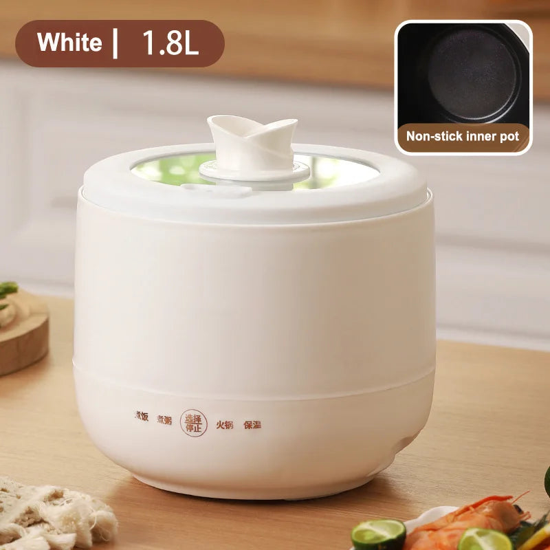 New 1.8 Small Rice Cooker Portable Multi-function Electric Cooker Non-stick Frying Pan Hot Pot 400W Travel Stew Pot Hot Pot 220V