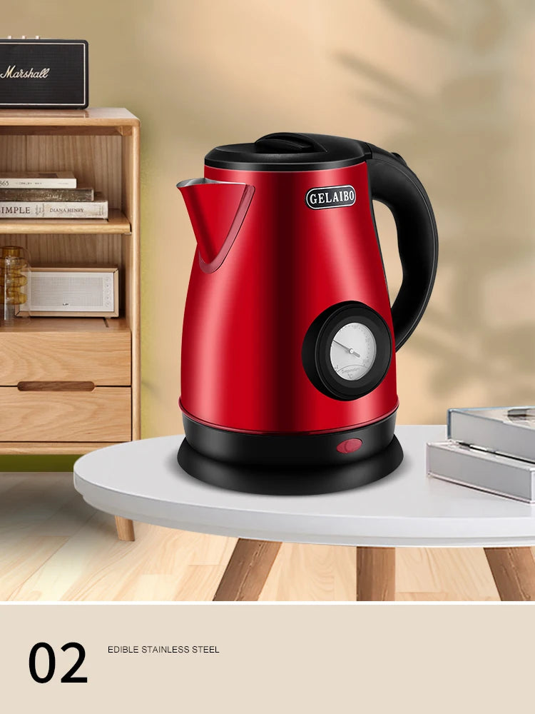 GELAIBO electric kettle mechanical temperature European-style fashion style design, large capacity 1.8 liters stainless steel li