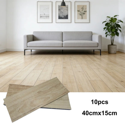 Wood grain PVC Floor Tiles (10 pcs) - Self-Adhesive