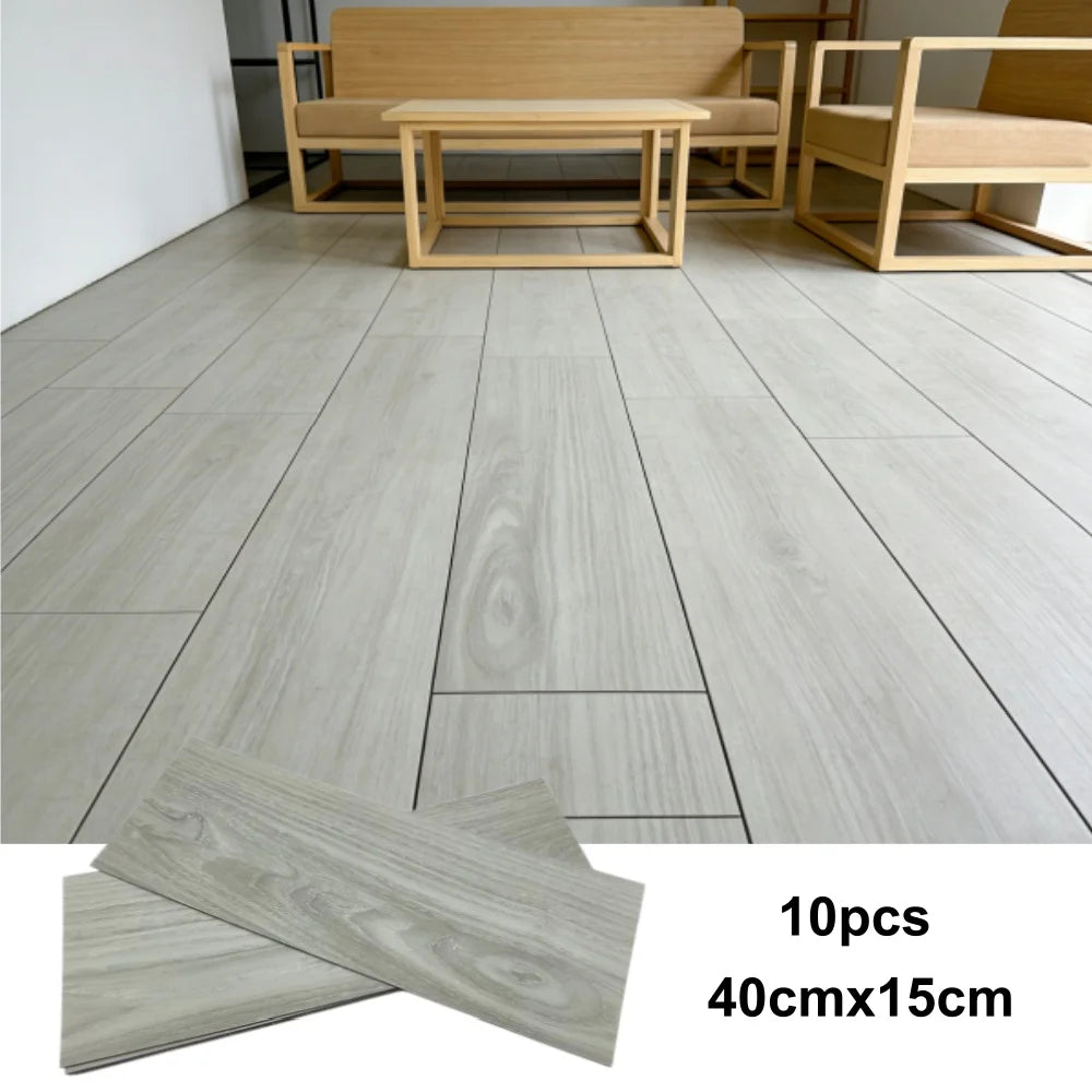 Wood grain PVC Floor Tiles (10 pcs) - Self-Adhesive