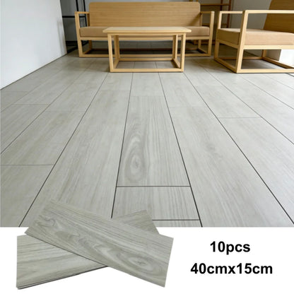 Wood grain PVC Floor Tiles (10 pcs) - Self-Adhesive
