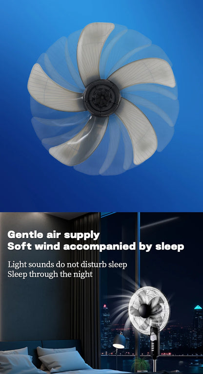 Solar Standing Fan 16 Inches Rechargeable Floor Fans Battery powered 15600mAh Electric Fan for home