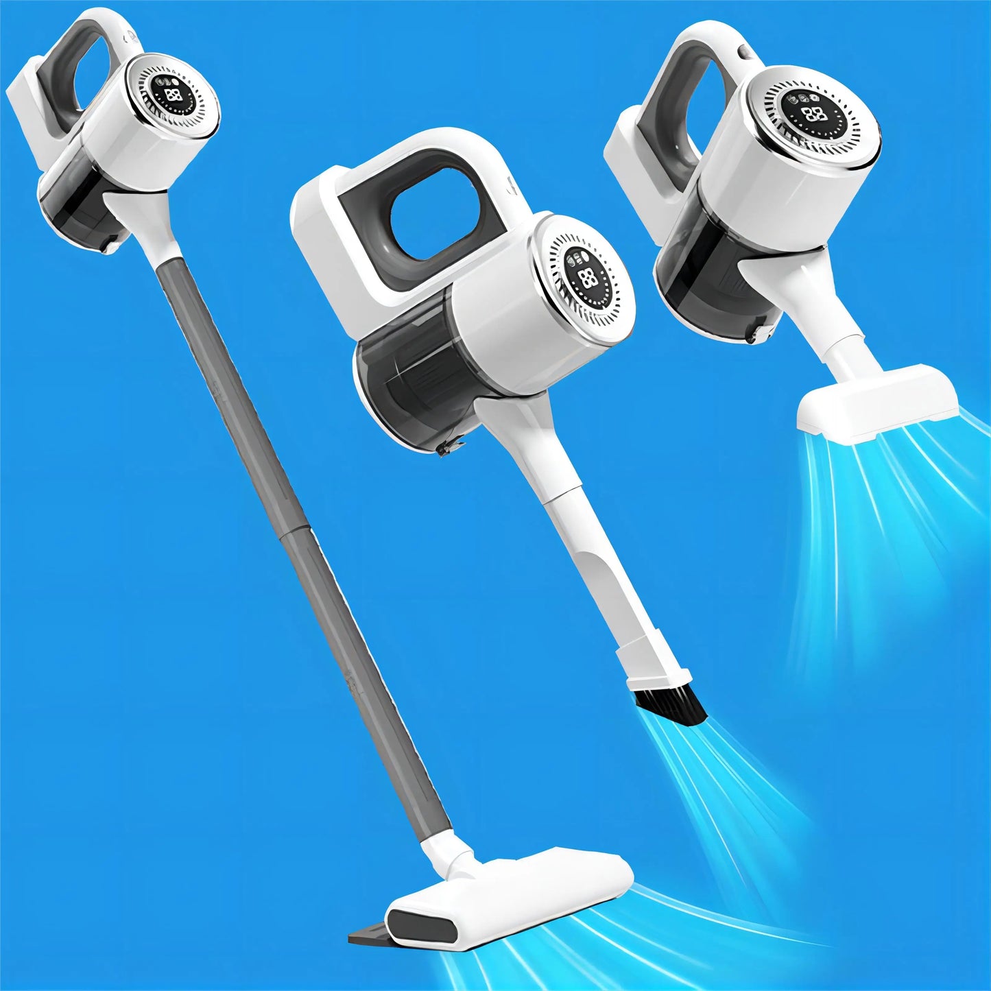 JKUOO Handheld Cordless Vacuum Cleaner, 18Kpa 55Mins Smart Stick Vac with Tangle-Resistant Design Hard Floor Carpets Pet Hair