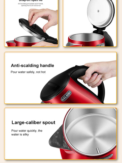 GELAIBO electric kettle mechanical temperature European-style fashion style design, large capacity 1.8 liters stainless steel li