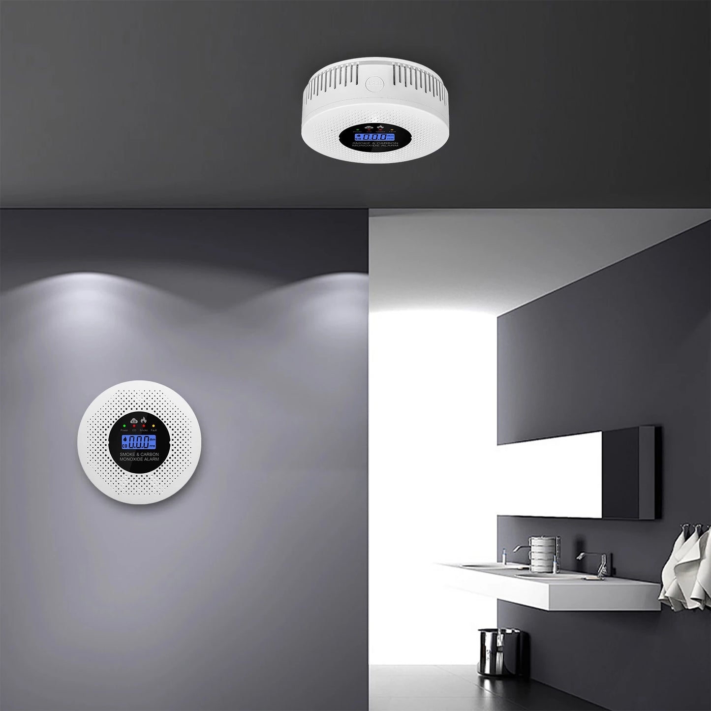 2 in 1 Smoke & CO Detector, LCD Display Home