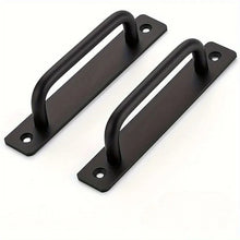 2pcs Barn Door Handles, Sliding Door Handle, Black Cabinet Handles, Door Pull Handle, Aluminum Alloy Door Pulls with Plate
