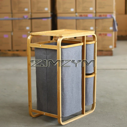 Bamboo Foldable Laundry Basket - MultiLayer 50cm x 32cm x 69,7 cm