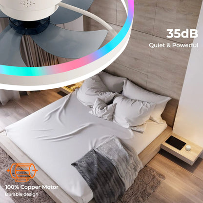 Ceiling Fan with Light Modern RGB Smart Atmosphere Ceiling Lamp with Electric Fan Bedroom Living Room Party Festival Lamp Fan