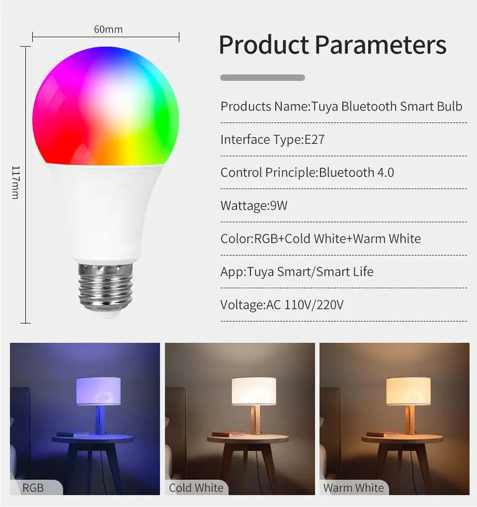 Smart Led Bulbs E27 Tuya Smart Life Bluetooth