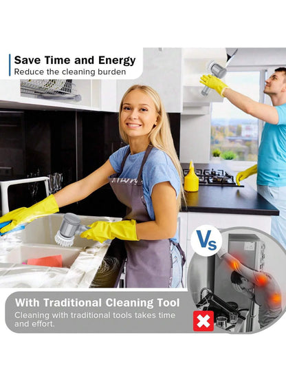 Electric Spin Scrubber Cordless – Electric Cleaner for Kitchen Bathroom Tile Grout Sink Shower, Shoe Cleaning Brush with 6 Repla