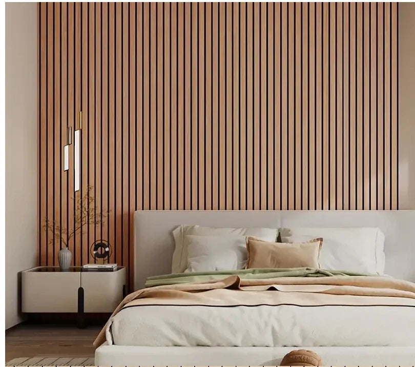 3D Wooden Grid Wall Panels - Peel and Stick