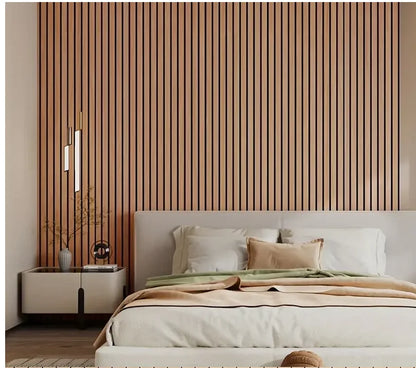 3D Wooden Grid Wall Panels - Peel and Stick