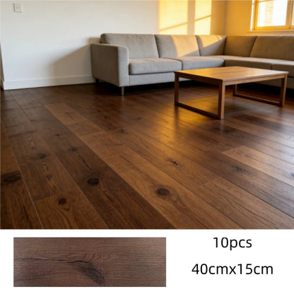 Wood grain PVC Floor Tiles (10 pcs) - Self-Adhesive