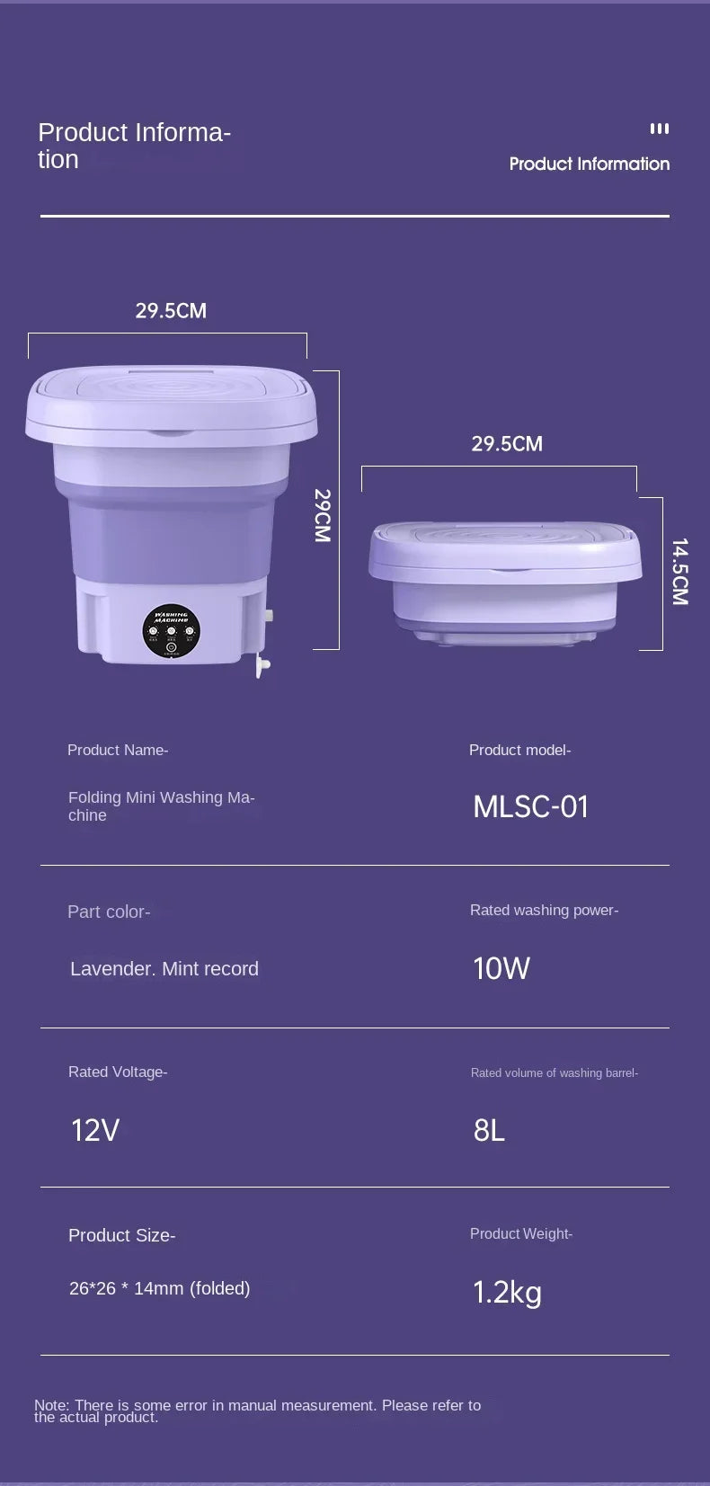 8L Mini Foldable Washing Machine Portable