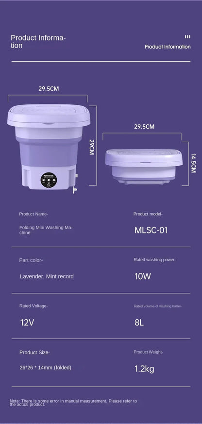 8L Mini Foldable Washing Machine Portable