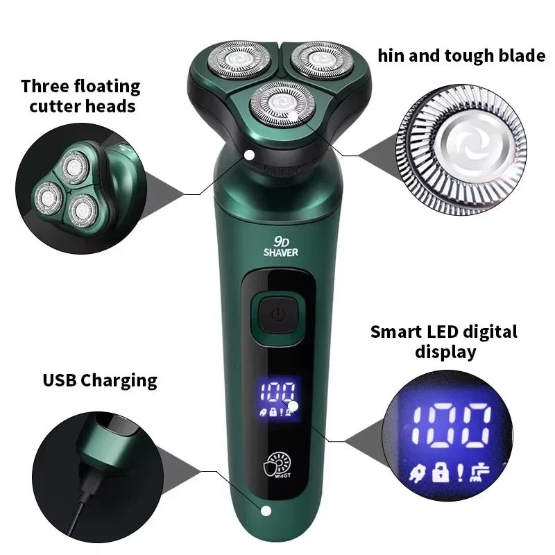 Electric Shaver-3 Head, USB Rechargeable Waterproof
