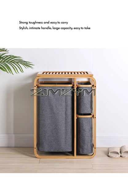 Bamboo Foldable Laundry Basket - MultiLayer 50cm x 32cm x 69,7 cm