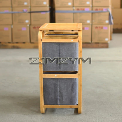 Bamboo Foldable Laundry Basket - MultiLayer 50cm x 32cm x 69,7 cm