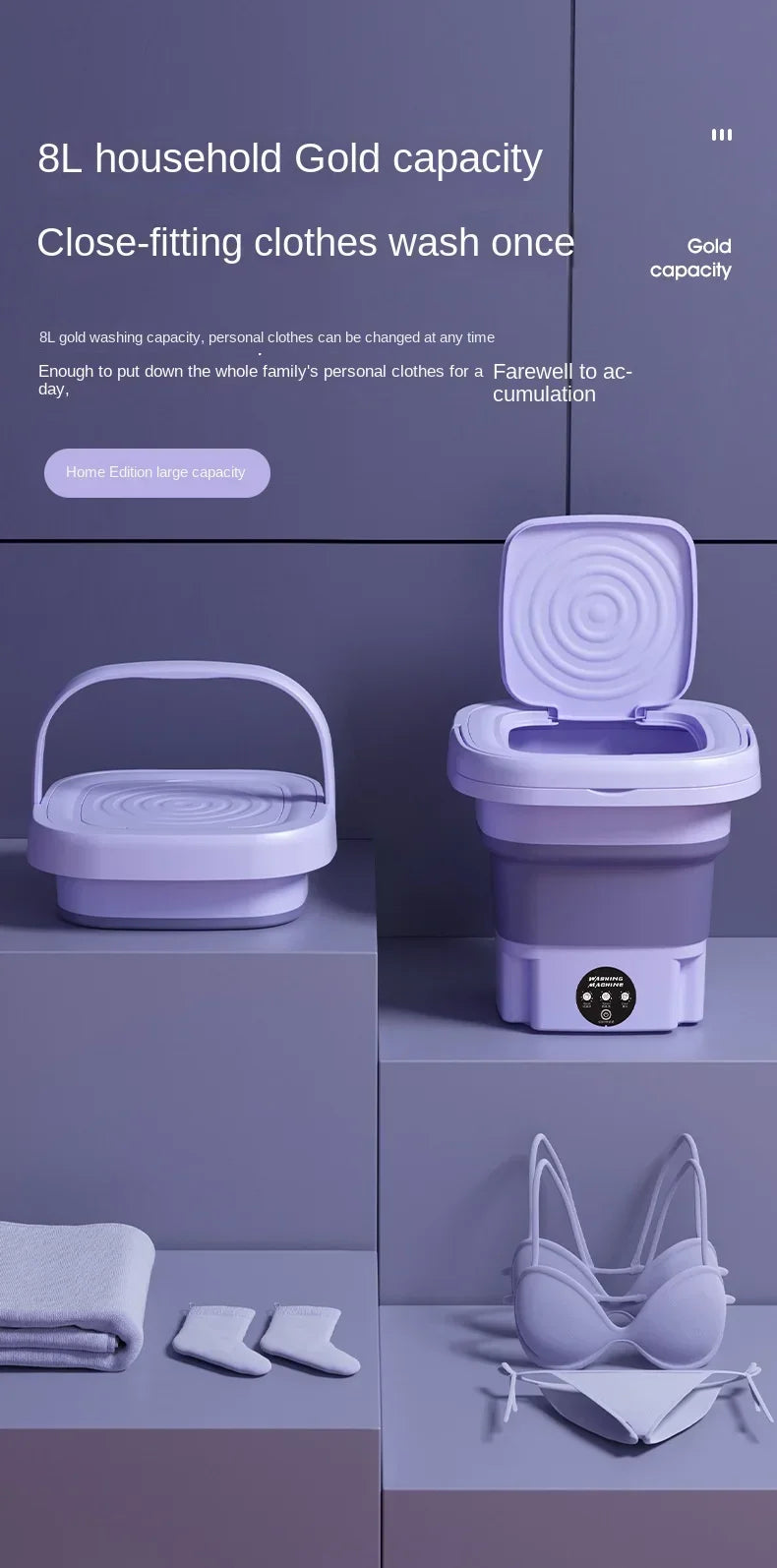 8L Mini Foldable Washing Machine Portable
