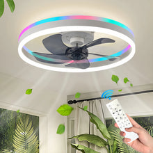 Ceiling Fan with Light Modern RGB Smart Atmosphere Ceiling Lamp with Electric Fan Bedroom Living Room Party Festival Lamp Fan