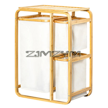 Bamboo Foldable Laundry Basket - MultiLayer 50cm x 32cm x 69,7 cm