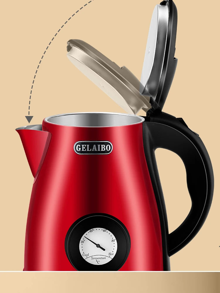 GELAIBO electric kettle mechanical temperature European-style fashion style design, large capacity 1.8 liters stainless steel li