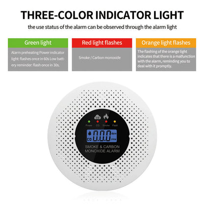 2 in 1 Smoke & CO Detector, LCD Display Home