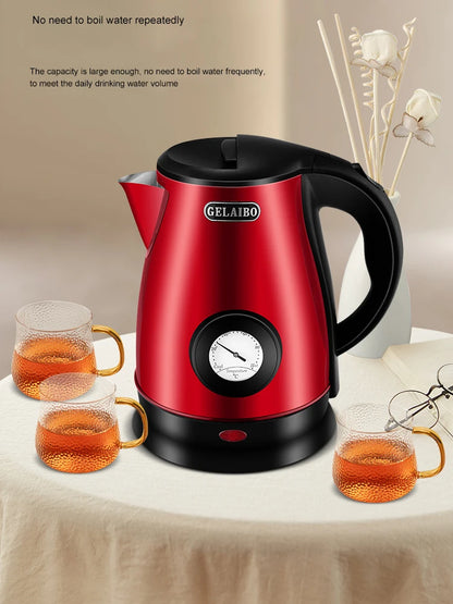 GELAIBO electric kettle mechanical temperature European-style fashion style design, large capacity 1.8 liters stainless steel li