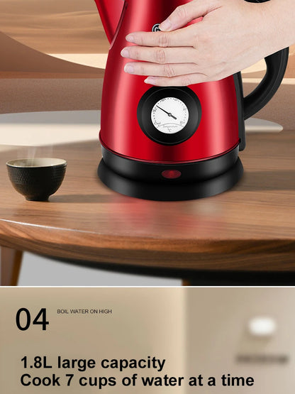 GELAIBO electric kettle mechanical temperature European-style fashion style design, large capacity 1.8 liters stainless steel li