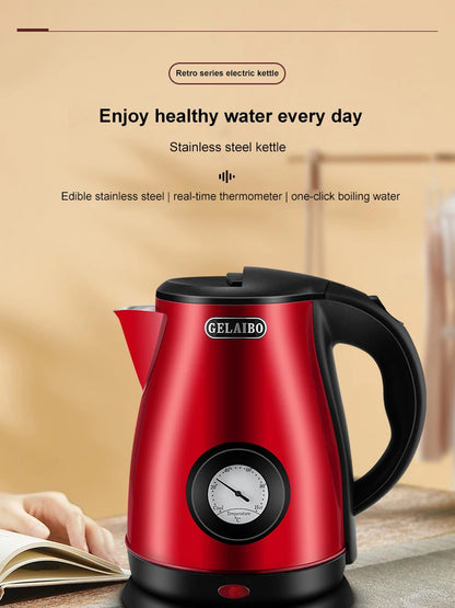 GELAIBO electric kettle mechanical temperature European-style fashion style design, large capacity 1.8 liters stainless steel li